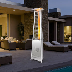 42,000 BTU Stainless Steel Pyramid Patio Heater with Wheels and Anti-tip