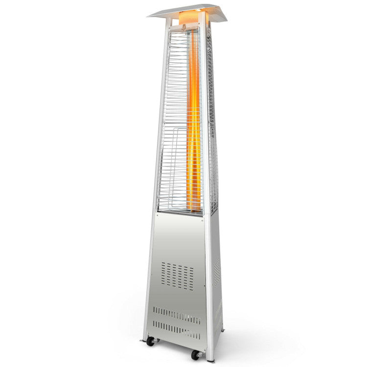 42,000 BTU Stainless Steel Pyramid Patio Heater with Wheels and Anti-tip