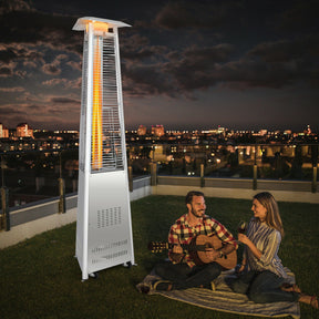 42,000 BTU Stainless Steel Pyramid Patio Heater with Wheels and Anti-tip