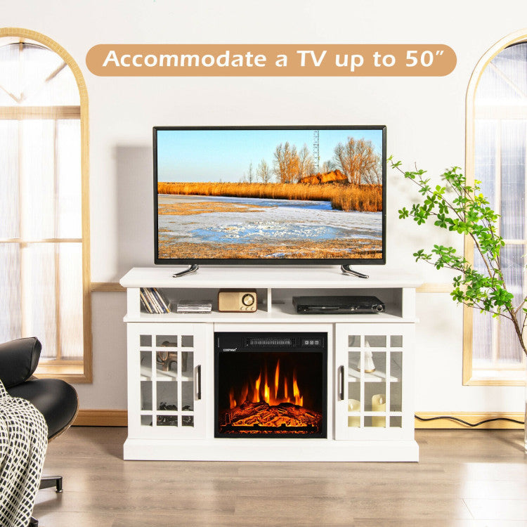 48 Inch Fireplace TV Stand with 18 Inch Fireplace Insert for TVs up to 55 Inch