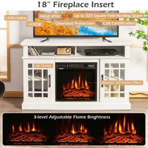 48 Inch Fireplace TV Stand with 18 Inch Fireplace Insert for TVs up to 55 Inch