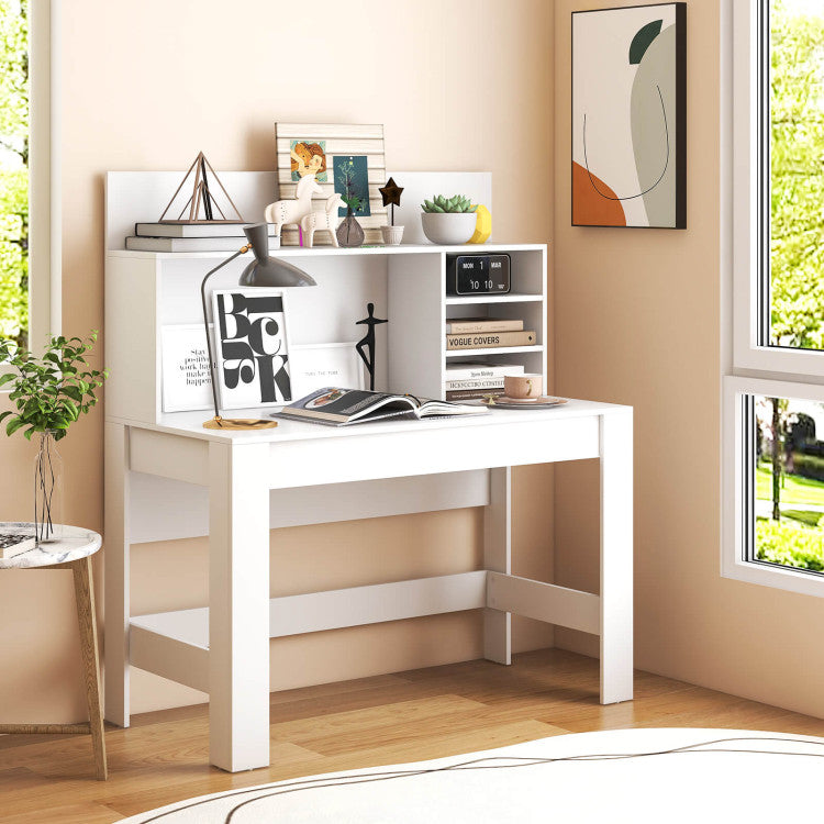 48 Inch Writing Computer Desk with Anti-Tipping Kits and Bookshelf