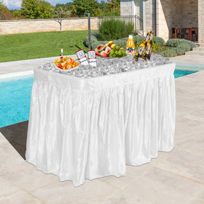 4 Feet Plastic Party Ice Folding Table with Matching Skirt for Weddings, Parties, Picnics