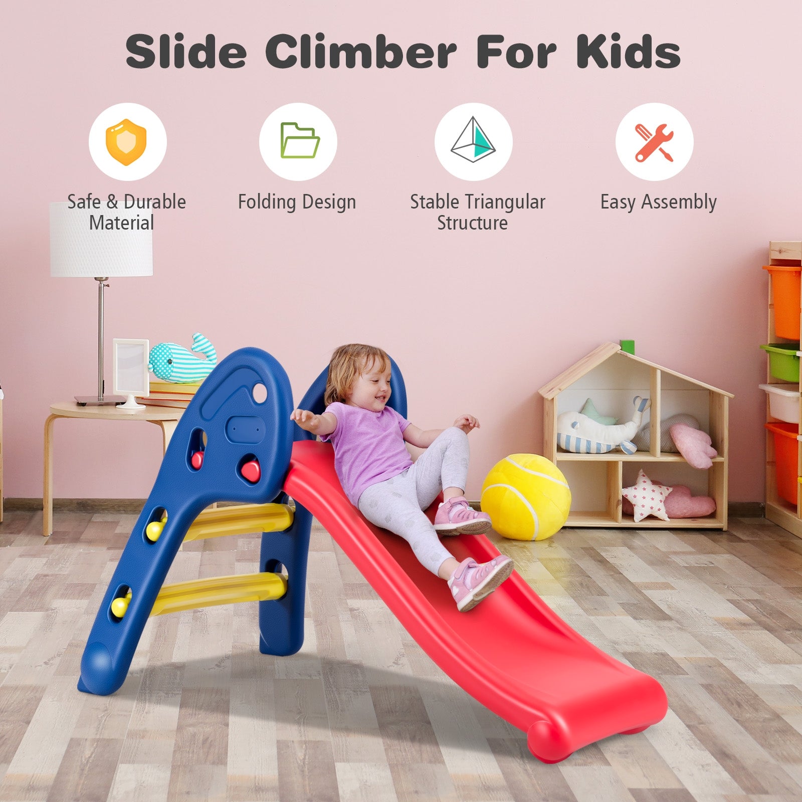 2-step Folding Plastic Toy Slide for Kids