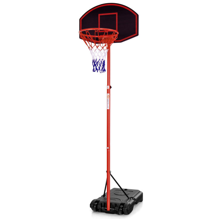 5-Level Adjustable Height Portable Basketball Hoop with Backboard and Wheels