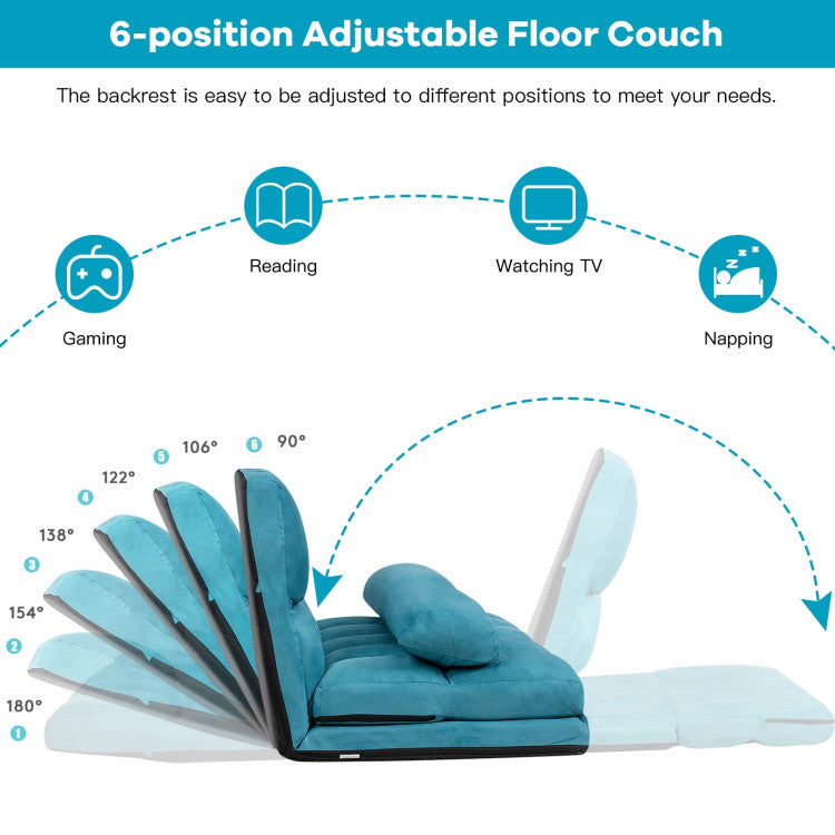 6-Position Foldable Floor Sofa Bed with Detachable Cloth Cover