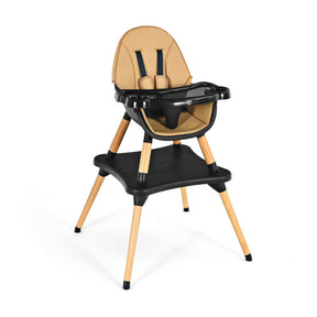 5-in-1 Baby Convertible Wooden High Chair with Detachable Tray and Seat Belt