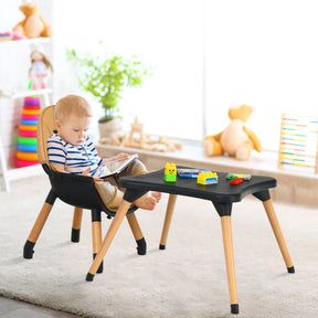 5-in-1 Baby Convertible Wooden High Chair with Detachable Tray and Seat Belt