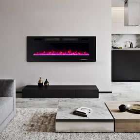 42/50/60/72 Inch 5100 BTU  Ultra-Thin Electric Fireplace with Decorative Crystals