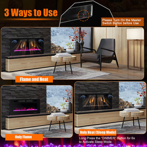 42/50/60/72 Inch 5100 BTU  Ultra-Thin Electric Fireplace with Decorative Crystals