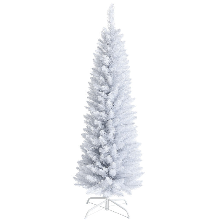 5/7 Feet Artificial Christmas Pencil Tree with Folding Metal Stand