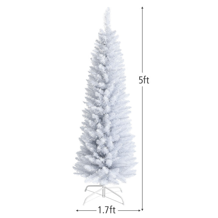 5/7 Feet Artificial Christmas Pencil Tree with Folding Metal Stand