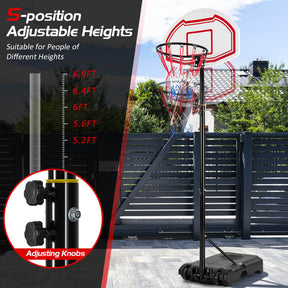 5 Height Adjustable Basketball Hoop with 2 Nets and Wheels for Home and Office Gym