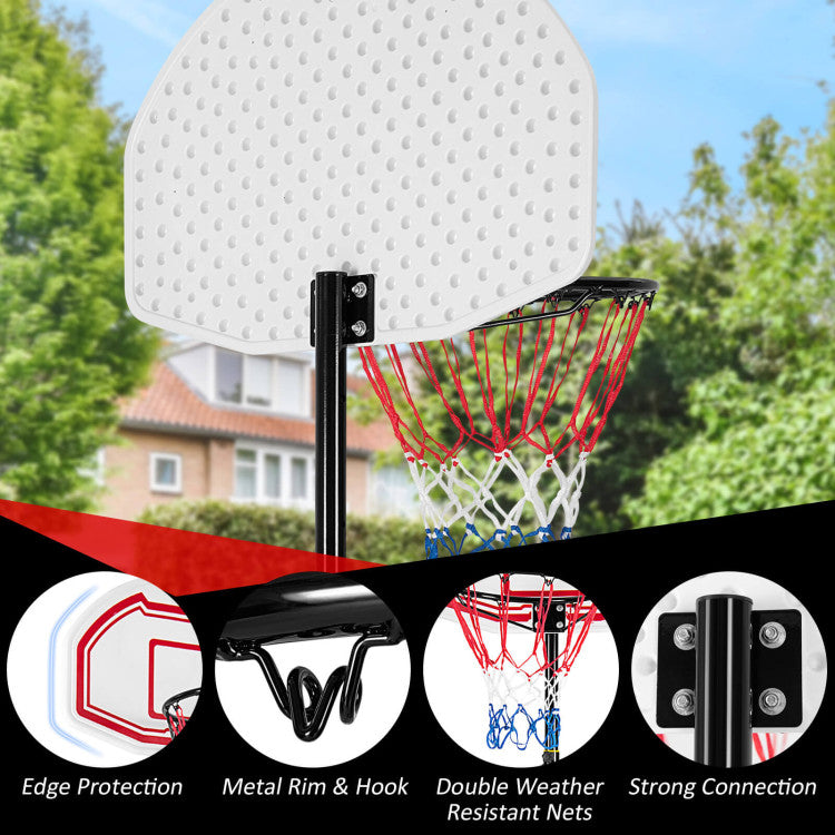 5 Height Adjustable Basketball Hoop with 2 Nets and Wheels for Home and Office Gym