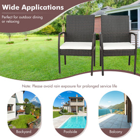 5 Pieces Rattan Wicker Cushioned Dining Set with Umbrella Hole for Outdoor Patio
