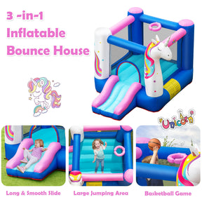 Hikidspace Kids Unicorn Inflatable Bounce House with 480W Blower