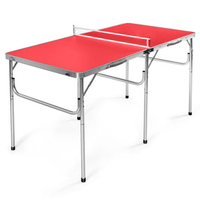 Hikidspace 60 Inch Folding Tennis Ping Pong Table with Accessories_Red