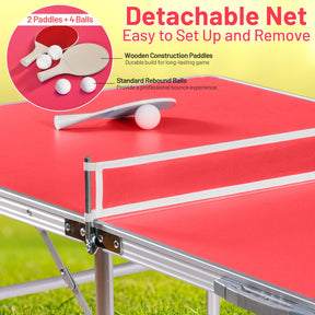 Hikidspace 60 Inch Folding Tennis Ping Pong Table with Accessories_Red