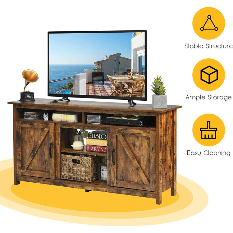 60 Inch Industrial Fireplace TV Stand for Up to 65 Inches TVs