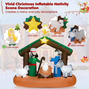 6 Feet Lighted Christmas Inflatable Nativity Scene Decoration with Sandbag and Ground Stakes