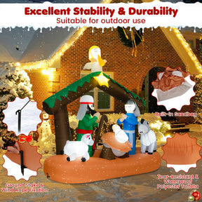 6 Feet Lighted Christmas Inflatable Nativity Scene Decoration with Sandbag and Ground Stakes