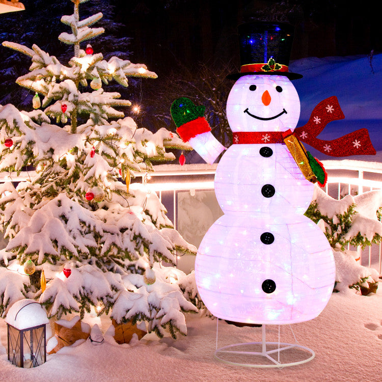 6 Feet Lighted Christmas Snowman with 180 Colorful LED Lights and 4 Brightness Levels