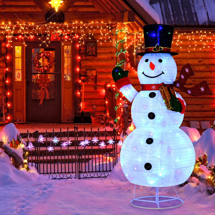 6 Feet Lighted Christmas Snowman with 180 Colorful LED Lights and 4 Brightness Levels