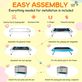 6 Feet Rectangle Trampoline with Removable Swing and Safety Net