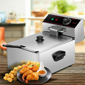 6.3QT  1700W Single Electric Deep Fryer with Basket Scoop