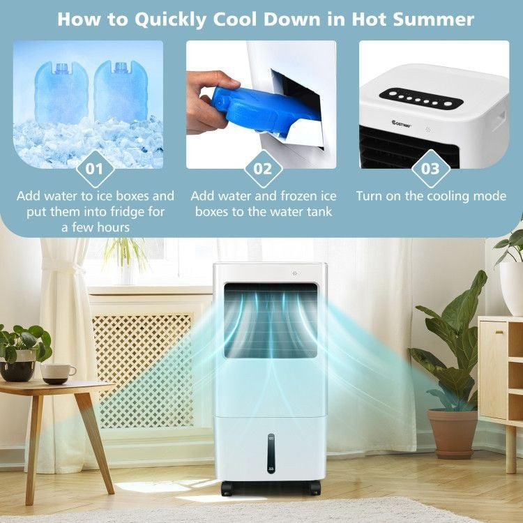 3-in-1 Evaporative Portable Air Cooler Fan with Remote Control and 7.5H Timer