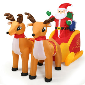 7.5 Feet Waterproof Outdoor Inflatable Santa with Double Deer and Sled with LED Lights