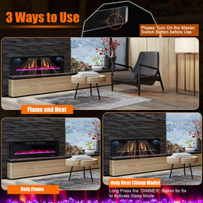 42/50/60/72 Inch 5100 BTU  Ultra-Thin Electric Fireplace with Decorative Crystals