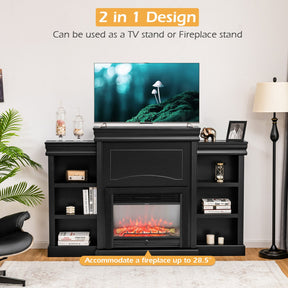 70 Inch Modern Entertainment Center TV Stands with Bookcase for 26" Electric Fireplace