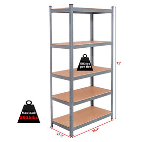 71 inch Heavy Duty Steel Adjustable 5 Level Storage Shelves