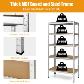 71 inch Heavy Duty Steel Adjustable 5 Level Storage Shelves