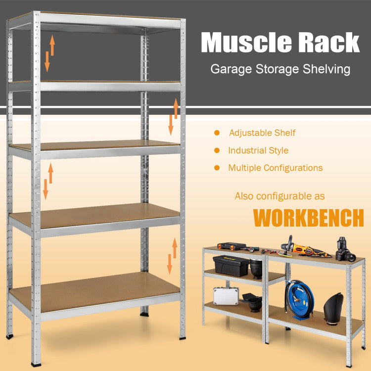 71 inch Heavy Duty Steel Adjustable 5 Level Storage Shelves