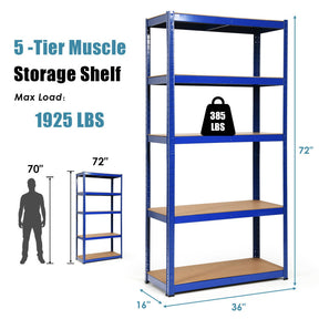 72 Inch Garage Storage Rack with 5 Adjustable Shelves for Books and Kitchenware