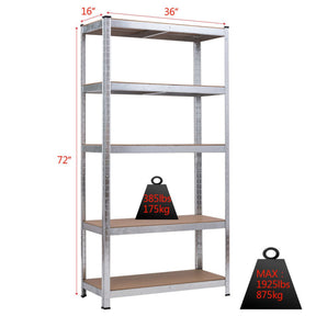 72 Inch Garage Storage Rack with 5 Adjustable Shelves for Books and Kitchenware