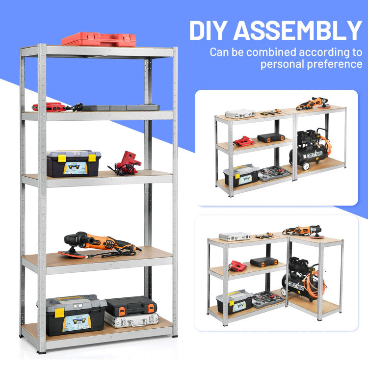 72 Inch Garage Storage Rack with 5 Adjustable Shelves for Books and Kitchenware