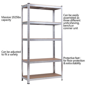 72 Inch Garage Storage Rack with 5 Adjustable Shelves for Books and Kitchenware