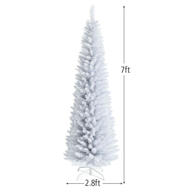 5/7 Feet Artificial Christmas Pencil Tree with Folding Metal Stand