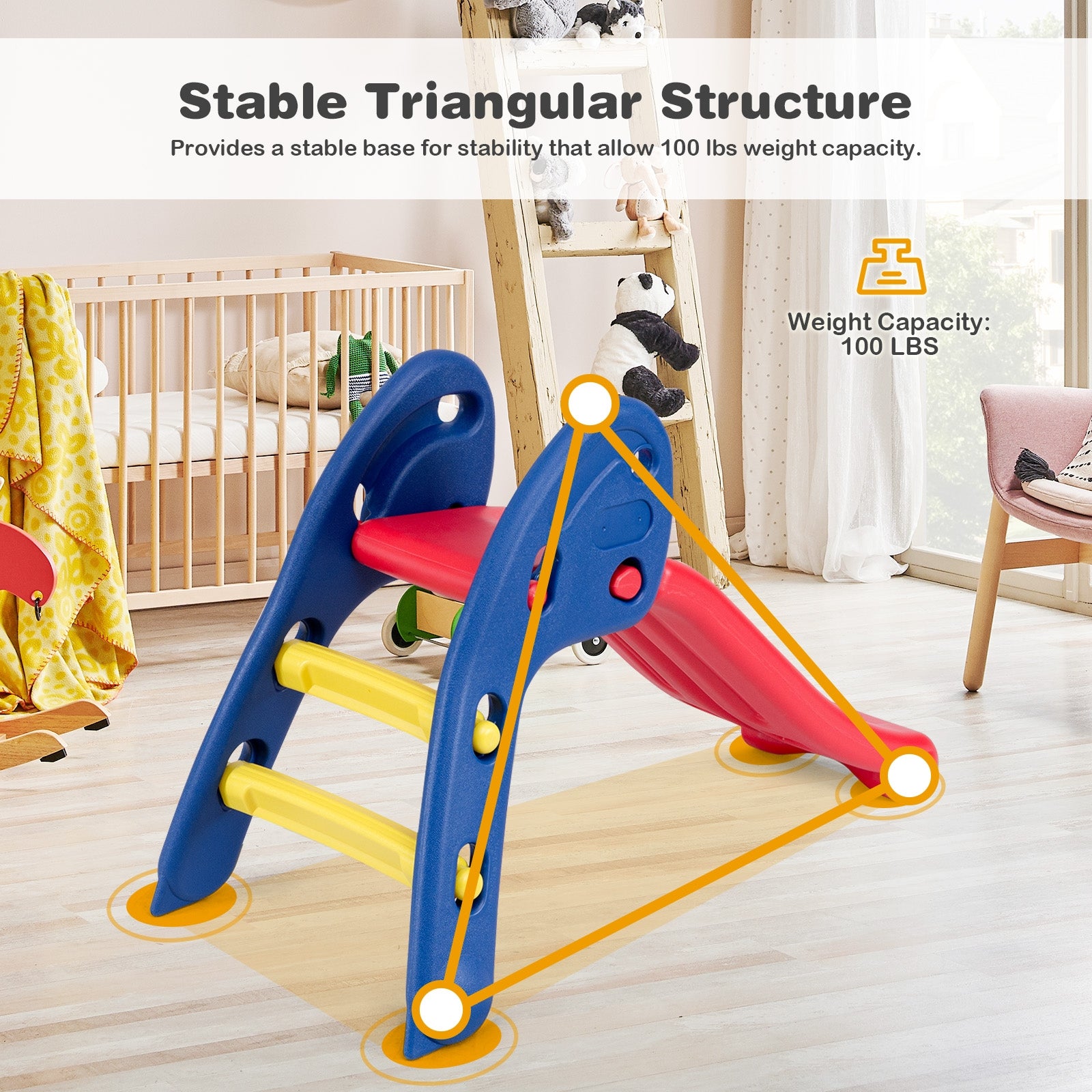 2-step Folding Plastic Toy Slide for Kids