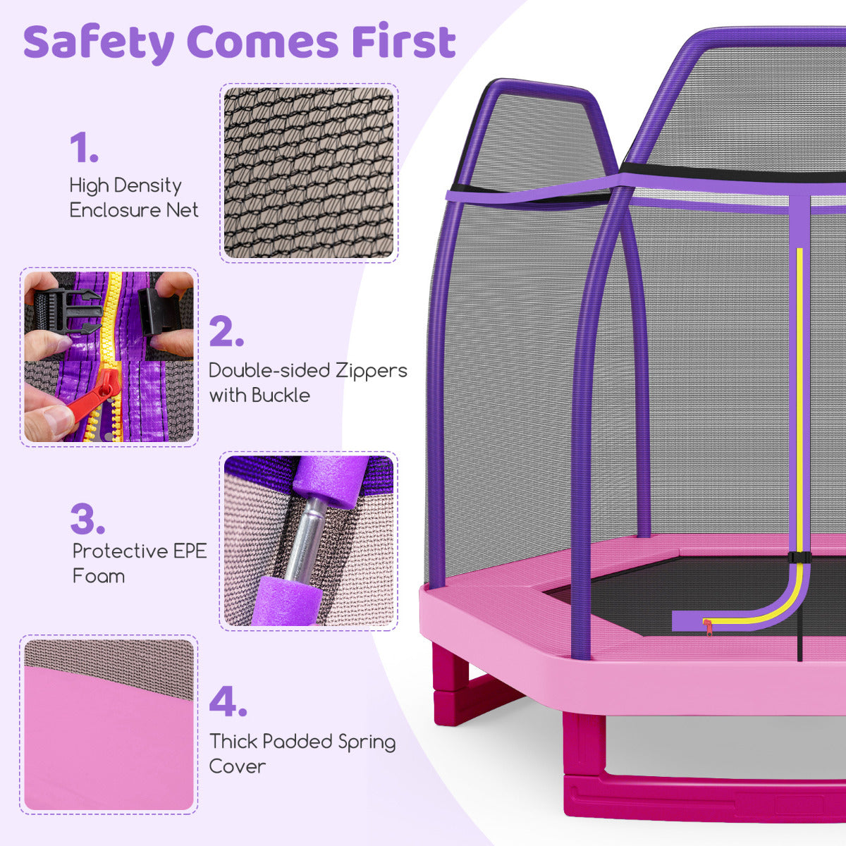 Kids Trampoline with Safety Enclosure Net for Outdoor Play