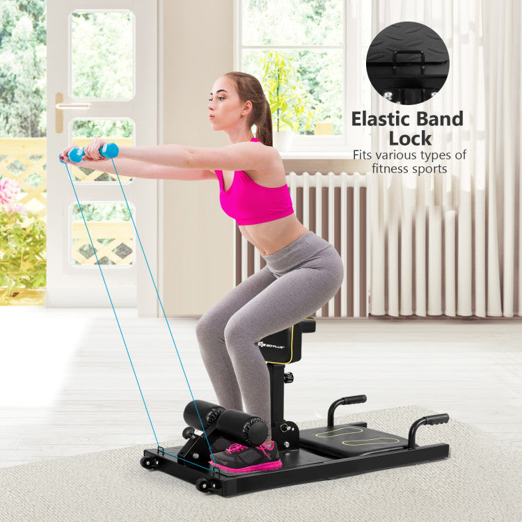 8-in-1 Home Gym Multifunction Squat Fitness Machine with Adjustable Height and Wheels