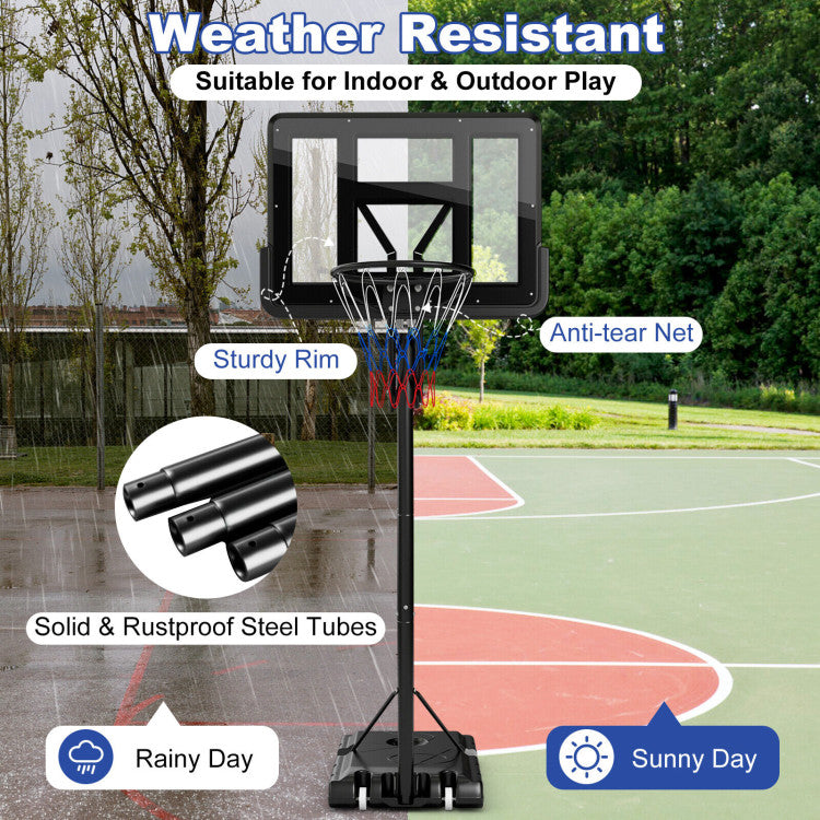 8 to 10 Feet 5-Level Height Adjustable Portable Basketball Hoop with  PE Base