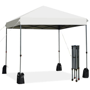 8 x 8 Feet Outdoor Pop-up Canopy Tent with Portable Roller Bag and Sand Bags