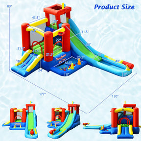 9-in-1 Inflatable Kids Water Slide Bounce House with 860W Blower