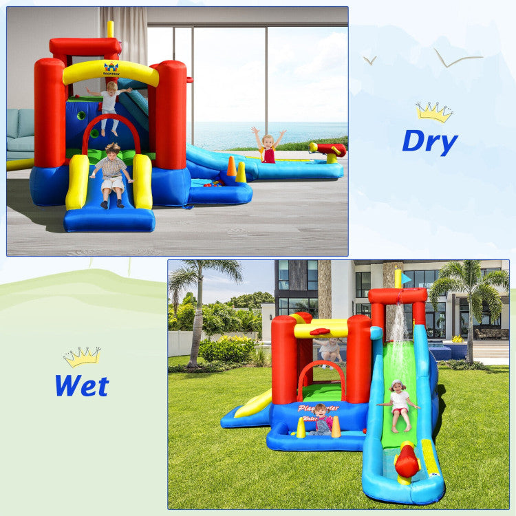 9-in-1 Inflatable Kids Water Slide Bounce House with 860W Blower