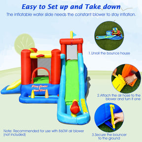 9-in-1 Inflatable Kids Water Slide Bounce House with 860W Blower