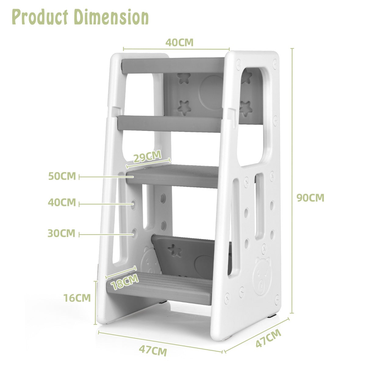 Kids Step Learning Stool with Double Safety Rails for Baby